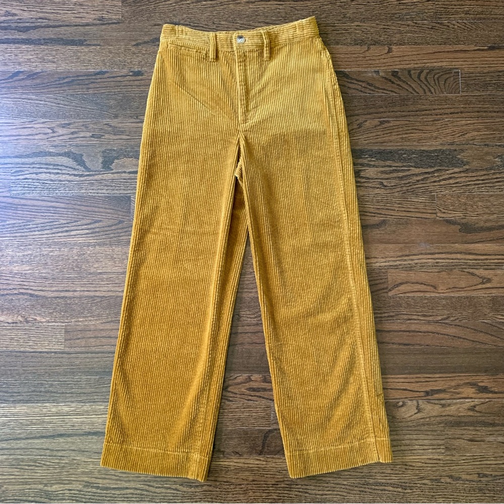 🍯 NWOT Madewell Slim Emmett Wide Leg Crop Pants in Corduroy Golden Honey